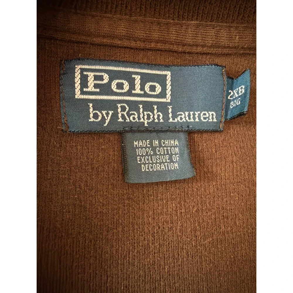 Polo Ralph Lauren Quarter Zip‎ Pullover Brown Cotton Mens 2XB Big Sweater
